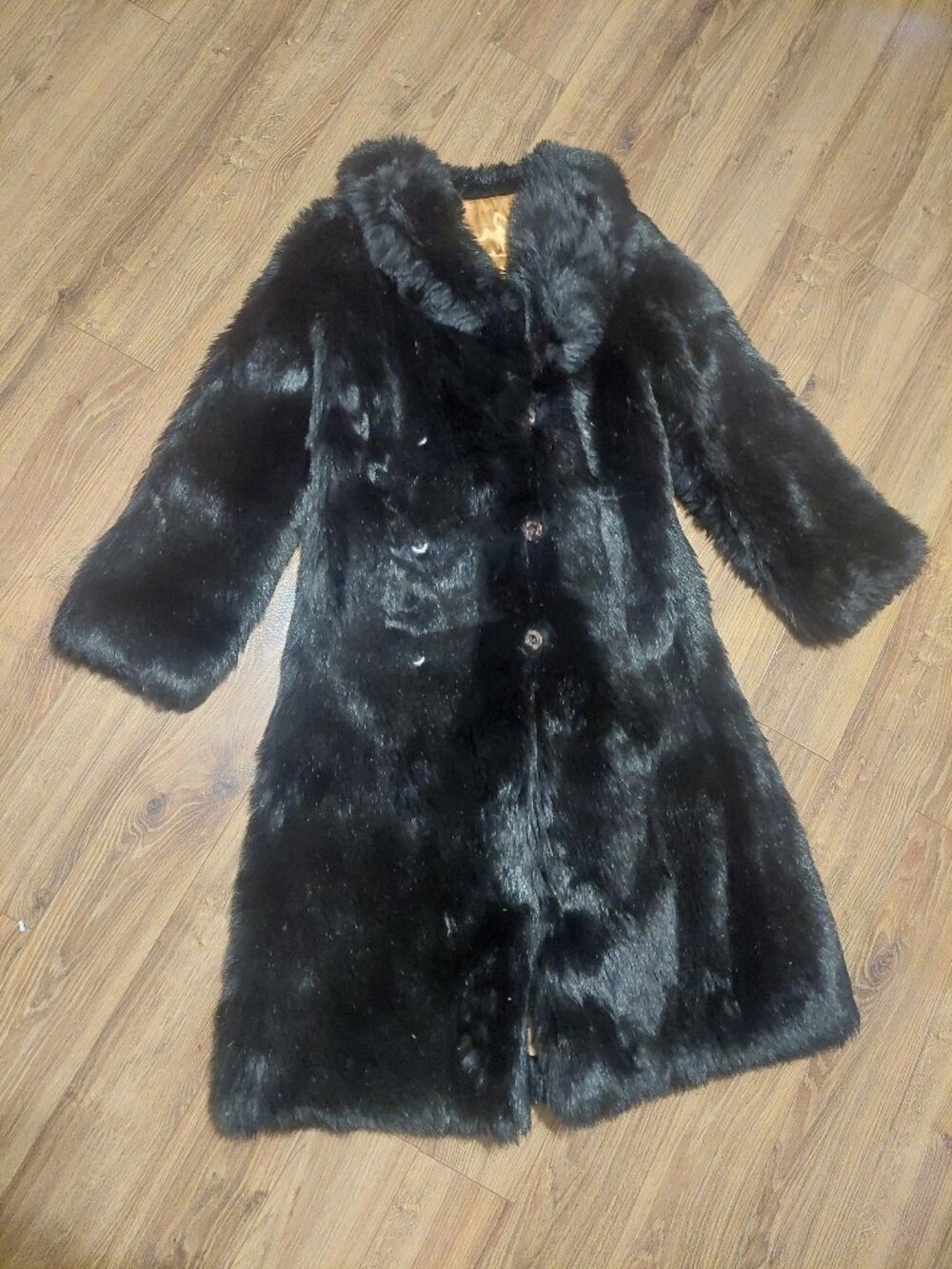 Vintage Sirbain Women's Long Overcoat FAUX FUR Loop &Button Eye VERY SOFT Size S